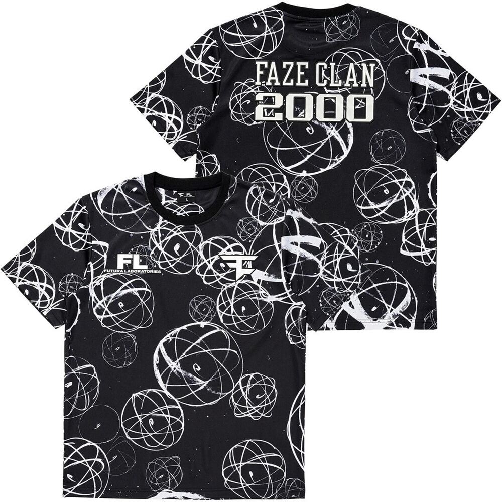 FaZe Clan X Futura Laboratories Men's Atom Jersey Shirt in Black